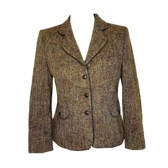 TALBOTS VINTAGE Italian fabric tweed blazer 8 career mature academia professor - Picture 2 of 9